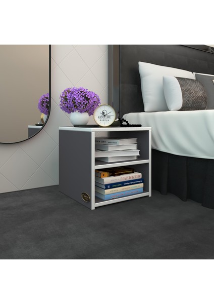 Kenzlife Komodin Meydey Gri 39*39*39 Komidin Kitaplık Ayakkabılık