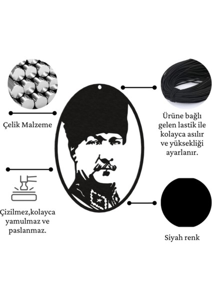Araba Süsü Metal Gazi Mustafa Kemal Atatürk Dikiz Aynası Süsü Gerçek Silüet Oto Aksesuar modelleri