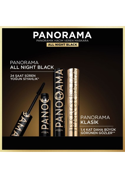 Panorama Hacim Veren Maskara All Night Black - Siyah