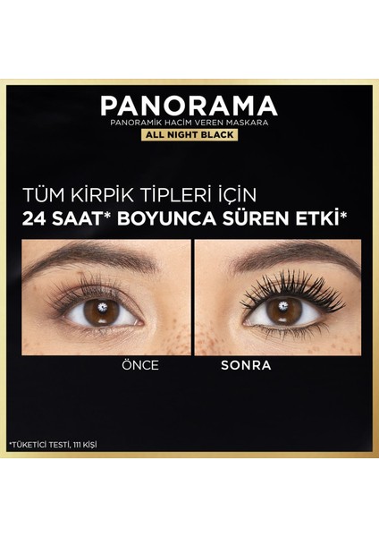 Panorama Hacim Veren Maskara All Night Black - Siyah