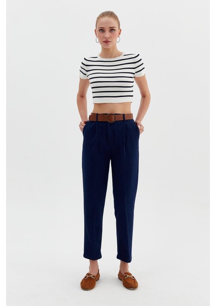 Beli Kemerli Gabardin Pantolon