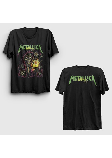 Siyah Gas Lamp Metallica Sırt Baskılı T-Shirt