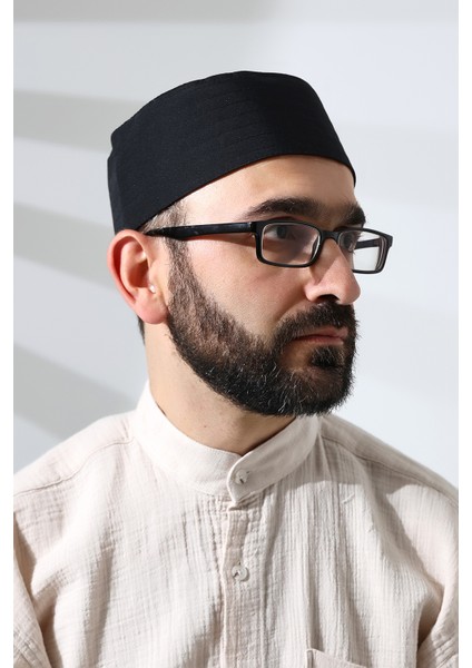 Siyah Fileli Kumaş Kalıp Namaz Takkesi fiyatları