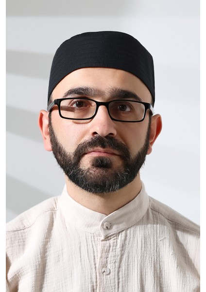 Siyah Fileli Kumaş Kalıp Namaz Takkesi modelleri