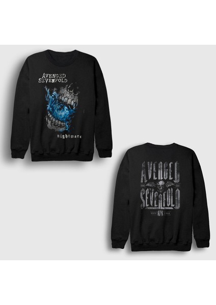 Siyah Nightmare Avenged Sevenfold Sırt Baskılı Sweatshirt