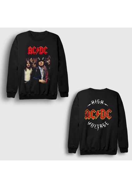 Siyah High Voltage V2 Ac/dc Sırt Baskılı Sweatshirt