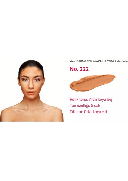 Make Up Fondöten 222 Uzun Süre Kalıcı, Tam Kapatıcı Likit Fondöten Spf 30 Dermacol fondöten, su geçirmez fondöten, yüksek kapatıcılık makyaj, uzun süre kalıcı fondöten,dövme kapatıcı fondöten