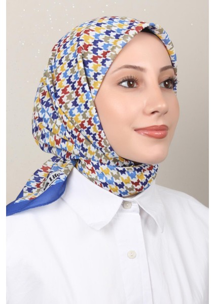 Soft Pamuk Eşarp 4140-4 Saks Mavisi