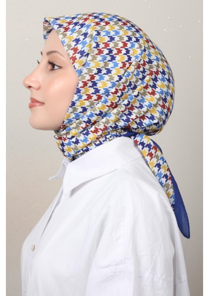 Soft Pamuk Eşarp 4140-4 Saks Mavisi