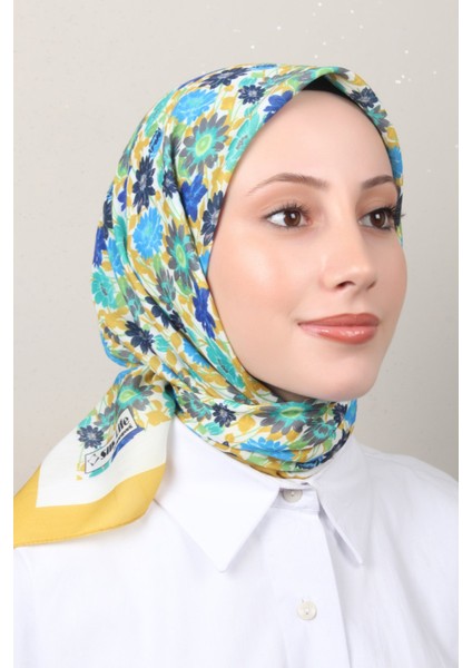 Soft Pamuk Eşarp 4132-9 Açık Hardal