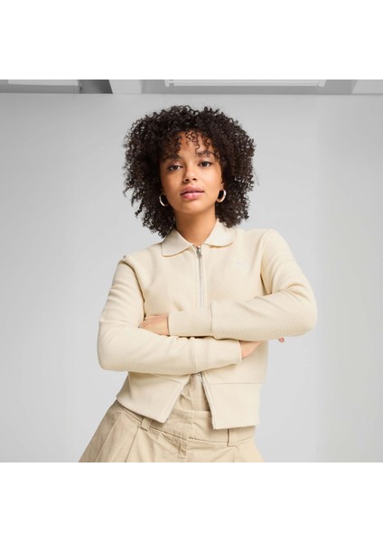 Premium Essentials Kadın Krem Ceket Modern Kesim ve Şık Tasarım ile