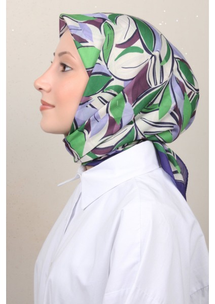 Soft Pamuk Eşarp 4128-5 Mor Yeşil
