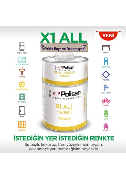 X1 All Vernik Şeffaf Parlak 600G