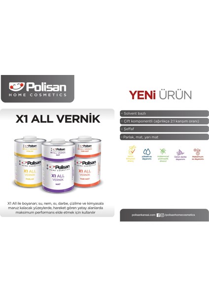 X1 All Vernik Şeffaf Parlak 600G