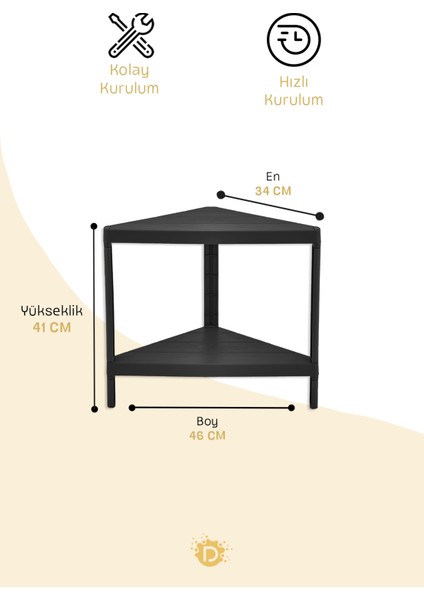 Trend 2 Katlı Modüler Üçgen 34X46X41 cm Mutfak Rafı