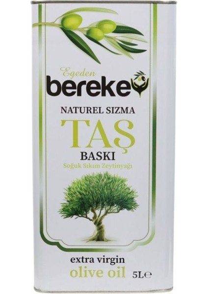 Bereke Naturel Sızma Soğuk Sıkım Taş Baskı Zeytinyağı 5 Litre
