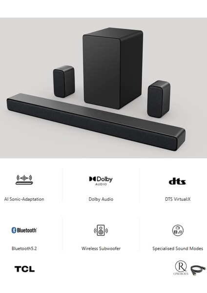 Akustik Çevresel Ses 5.1 Kanal 430W SOUNDBAR Dolby Audio Soundbar & Ses Sistemi