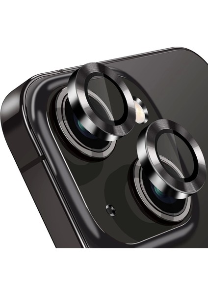 iPhone 14 iPhone 14 Plus İçin Kamera Lens Koruyucu Ultra Ince Yüksek Kaliteli Cam Lens Mercek Koruyucu Siyah