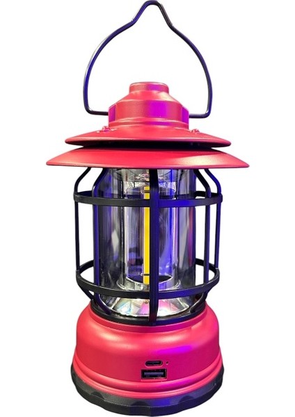 Rt-28 Nostaljik Şarjlı El Feneri Kamp Lambası ve Powerbank Kırmızı fiyatları