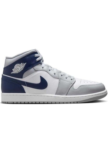 Air Jordan 1 Mid Leather Sneaker Hakiki Deri Bilekli Günlük Spor Ayakkabı Gri