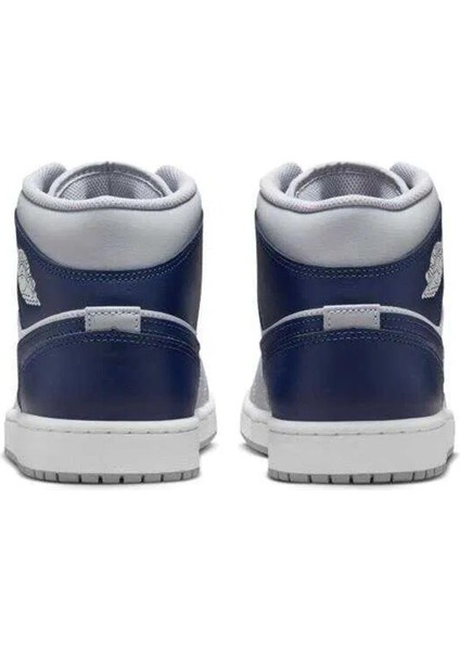 Air Jordan 1 Mid Leather Sneaker Hakiki Deri Bilekli Günlük Spor Ayakkabı Gri fırsatları
