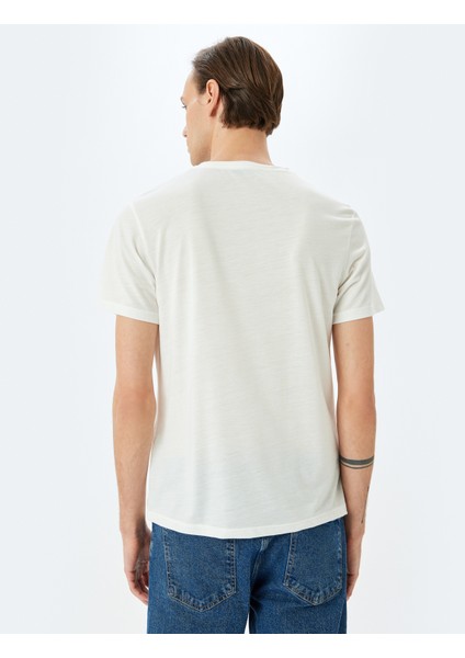 Bisiklet Yaka Kısa Kollu Viskon Karışımlı Basic Slim Fit Tişört