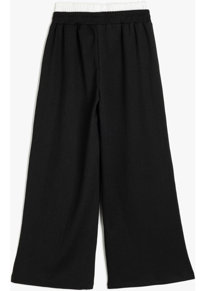 Cepli Çift Bel Detaylı Beli Lastikli Basic Pantolon