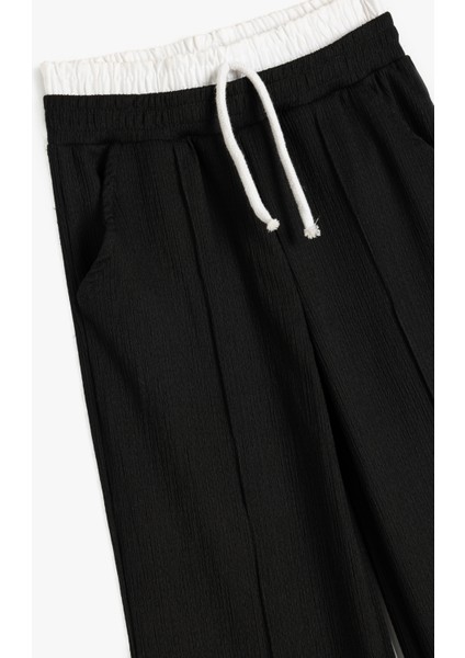 Cepli Çift Bel Detaylı Beli Lastikli Basic Pantolon