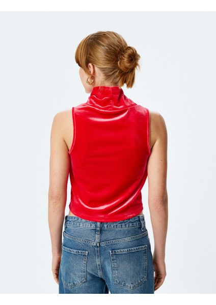 Kadife Crop Top Kolsuz Dik Yaka fırsatları