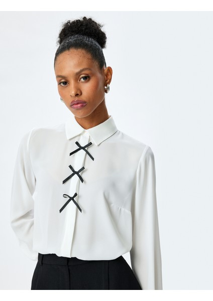 Fiyonk Detaylı Uzun Kollu Klasik Yaka Gömlek fiyatları