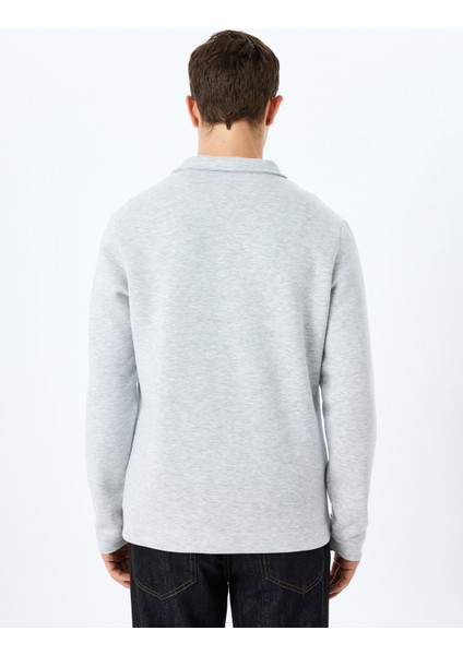 Slogan Işlemeli Pamuk Karışımlı Dikiş Detaylı Yarım Fermuarlı Sweatshirt fırsatları