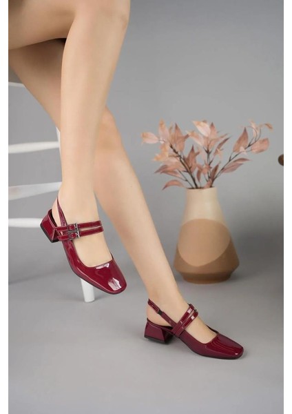 Gzzh 02884 3 cm Topuklu Kadın Çift Tokalı Ayakkabı