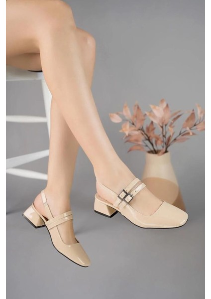 Gzzh 02884 3 cm Topuklu Kadın Çift Tokalı Ayakkabı