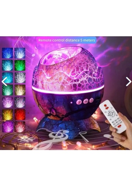 Kumandalı Bluetooth Hoparlör Müzik Masa ve Gece Lambası Galaxy LED Projektör Işık Dinazor Yumurtası fırsatları