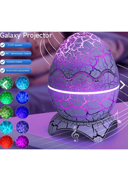 Kumandalı Bluetooth Hoparlör Müzik Masa ve Gece Lambası Galaxy LED Projektör Işık Dinazor Yumurtası indirimleri