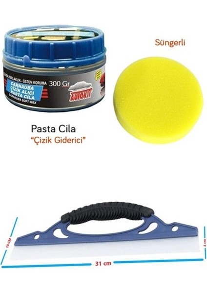 Çizik Giderici Parlatıcı Pasta Cila Süngerli + Oto Cam Sil Çekçek