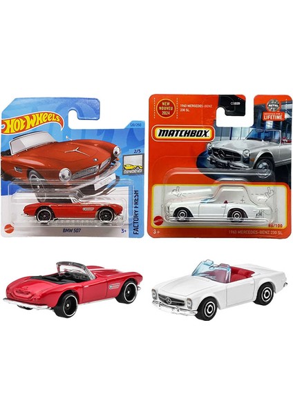 2 Araç Set - Hot Wheels Bmw 507 & Matchbox 1963 Mercedes-Benz 230 Sl (1/64) Kb