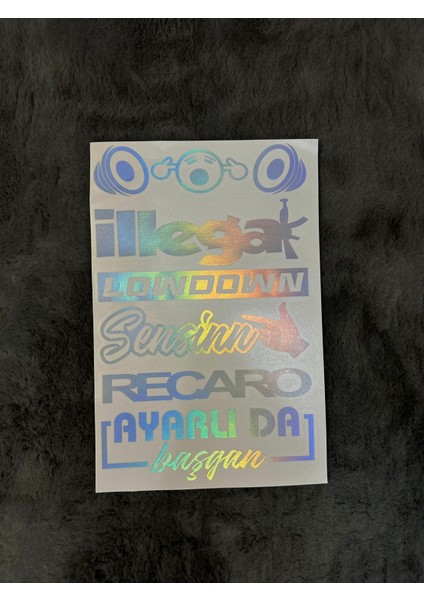 Hologram Arka Cam Yazı Etiket Sticker 6'lı Araba Kulak Tıkayan