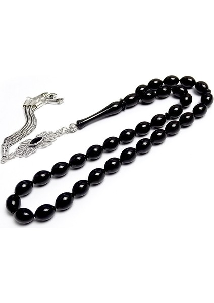 Elinizden Düşmeyecek Gümüş Püsküllü Erzurum Oltu Taşı Tesbihi