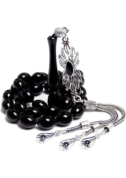 Elinizden Düşmeyecek Gümüş Püsküllü Erzurum Oltu Taşı Tesbihi fırsatları