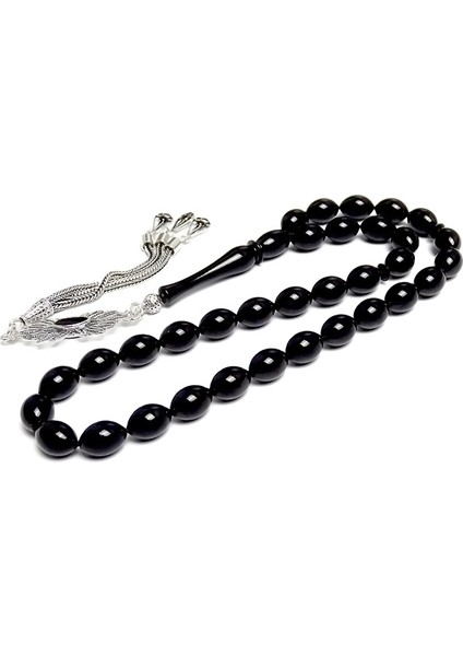 Elinizden Düşmeyecek Gümüş Püsküllü Erzurum Oltu Taşı Tesbihi