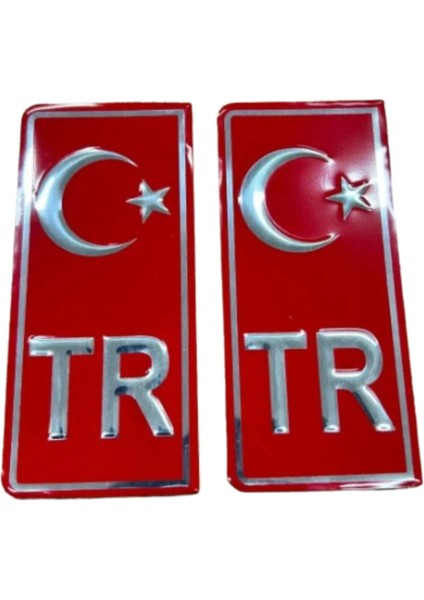 Tr Kırmızı Plaka Yapıştırma Sticker 2 Adet
