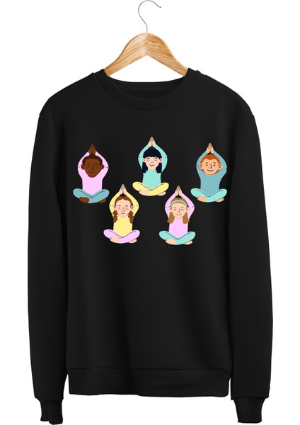Yoga Tasarım Çocuklar Özel Desen Baskılı Sweatshirt