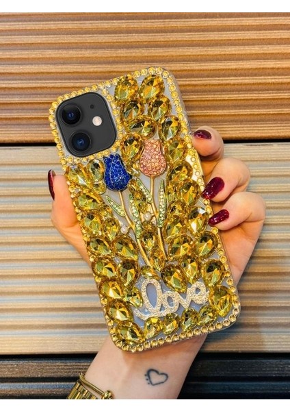 Apple iPhone 11 Uyumlu Damla Taşlı Kokoş Lüks Model Telefon Kılıfı modelleri