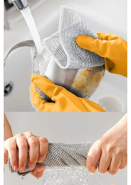 5 Adet Bulaşık Teli Süngeri Tel Bez Bulaşık Bezi Telli Ovma Çift Katman Çizmez Mutfak Banyo modelleri