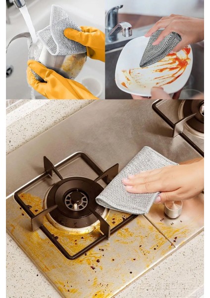 5 Adet Bulaşık Teli Süngeri Tel Bez Bulaşık Bezi Telli Ovma Çift Katman Çizmez Mutfak Banyo indirimleri