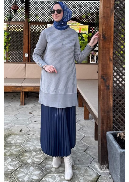Bilge Triko Tunik Gri