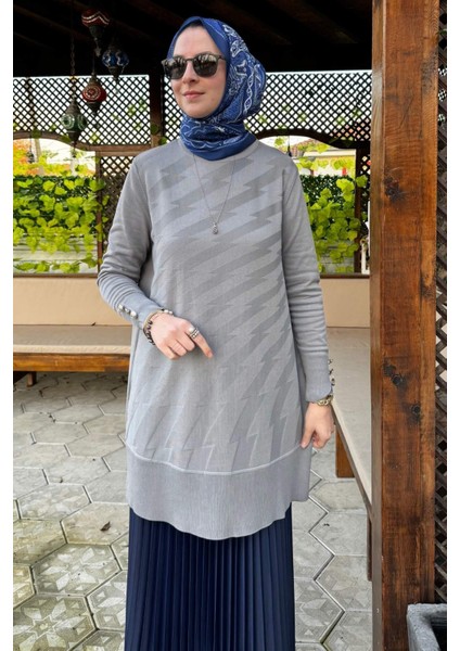 Bilge Triko Tunik Gri