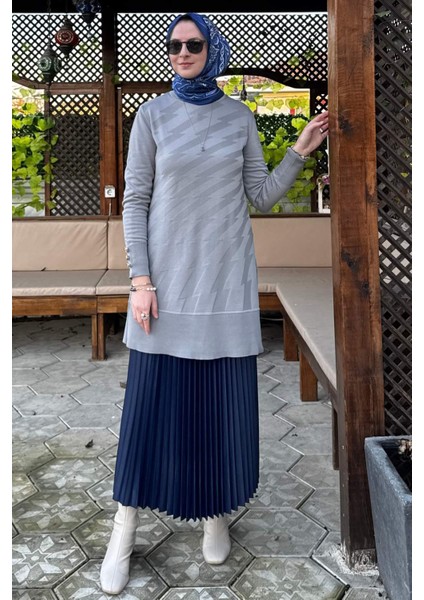 Bilge Triko Tunik Gri