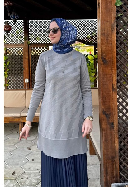 Bilge Triko Tunik Gri